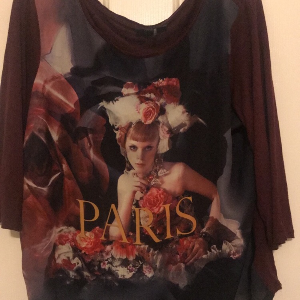 Burgundy Paris Graphic Top
